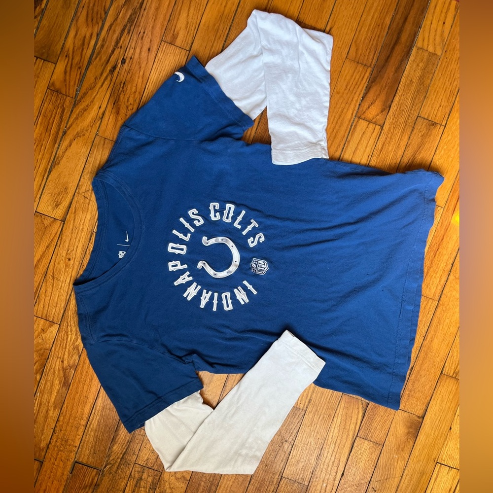 NFL Indianapolis Colts Layered & Embroidered Logo Long Sleeve Game Day T-Shirt